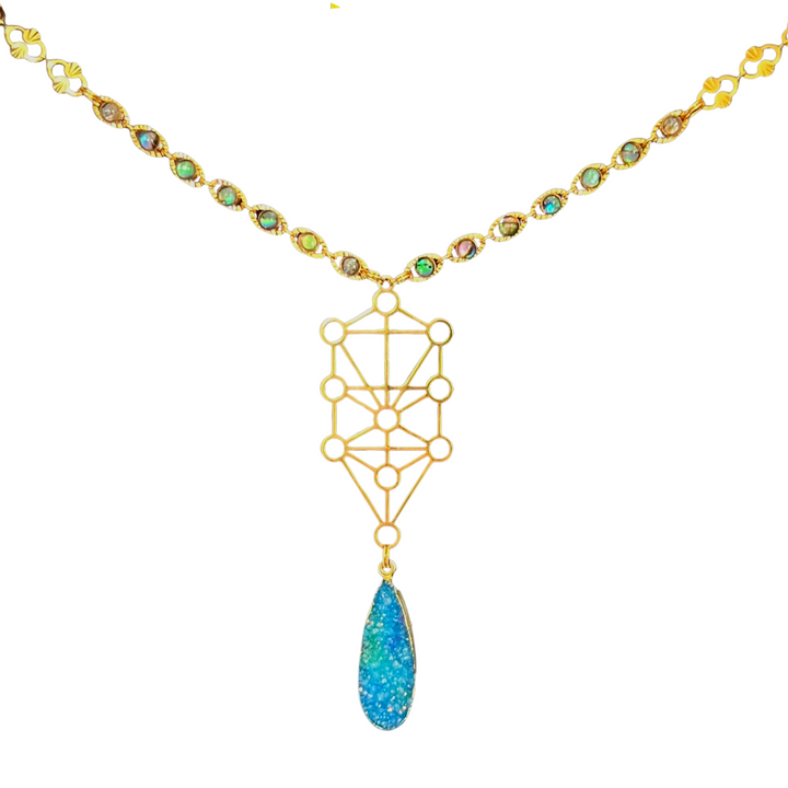 Druzy & Abalone Sefirot Necklace