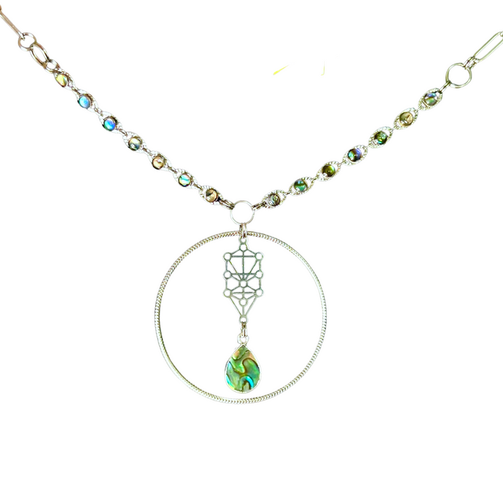Sefirot & Shells Hoop Necklace
