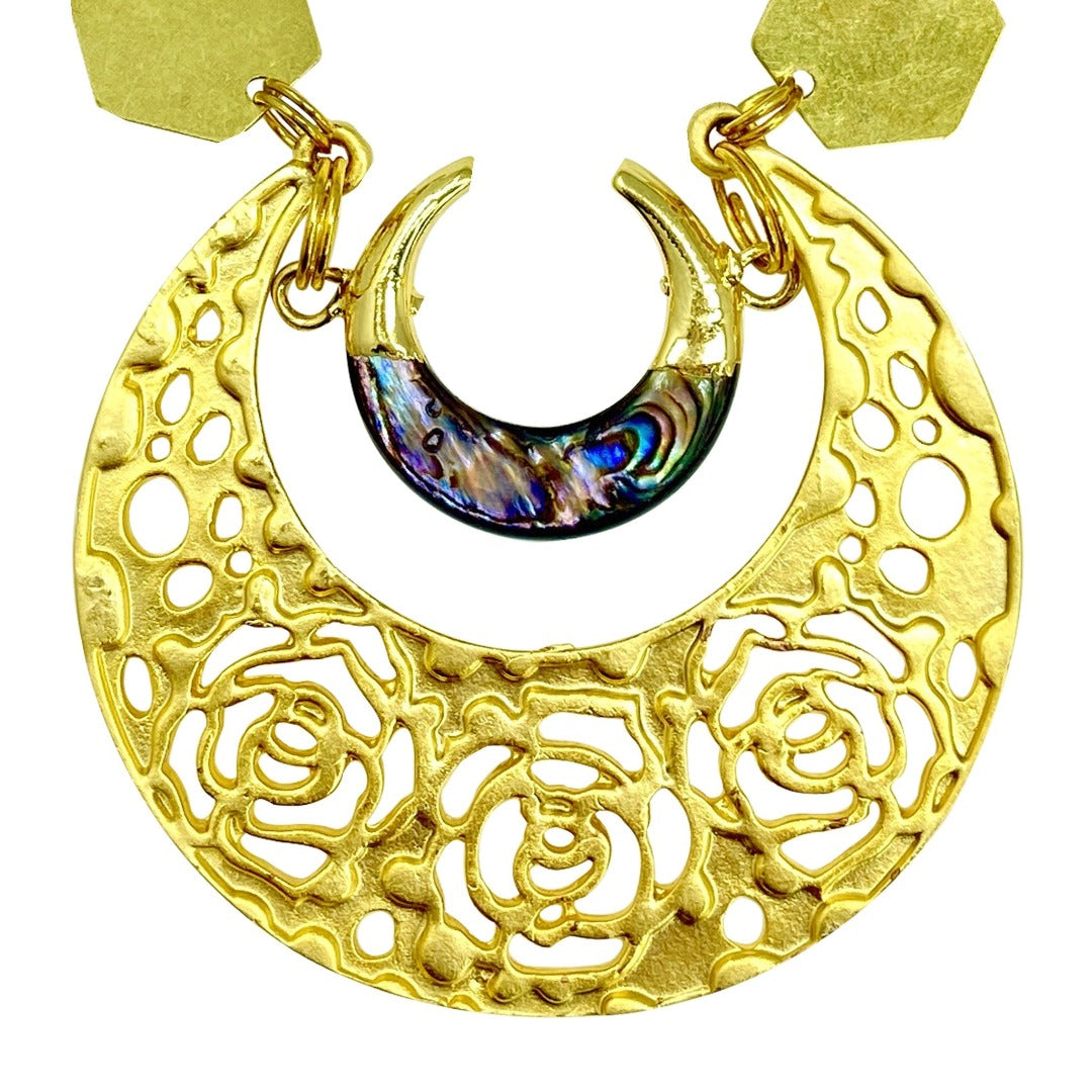 matt gold rose shell necklace 