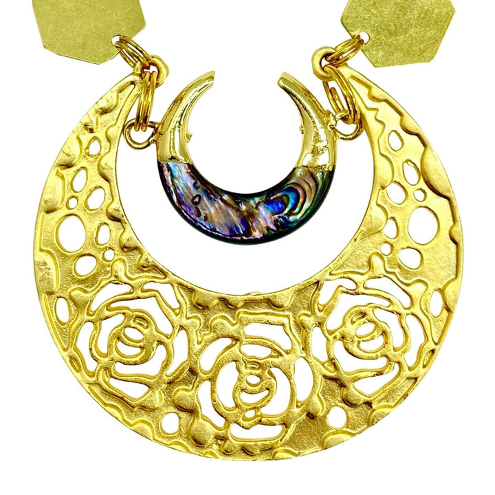 matt gold rose shell necklace 