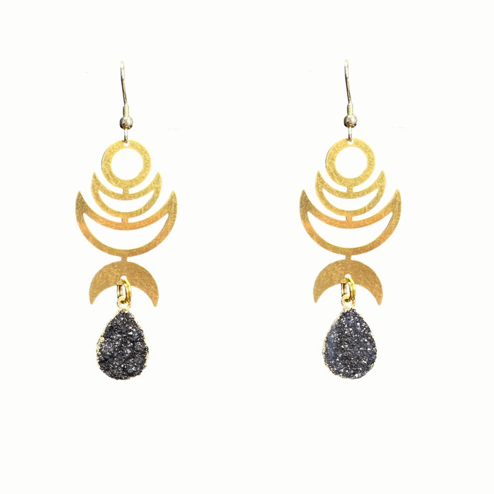 Raven Crescent Moon Rana Earrings