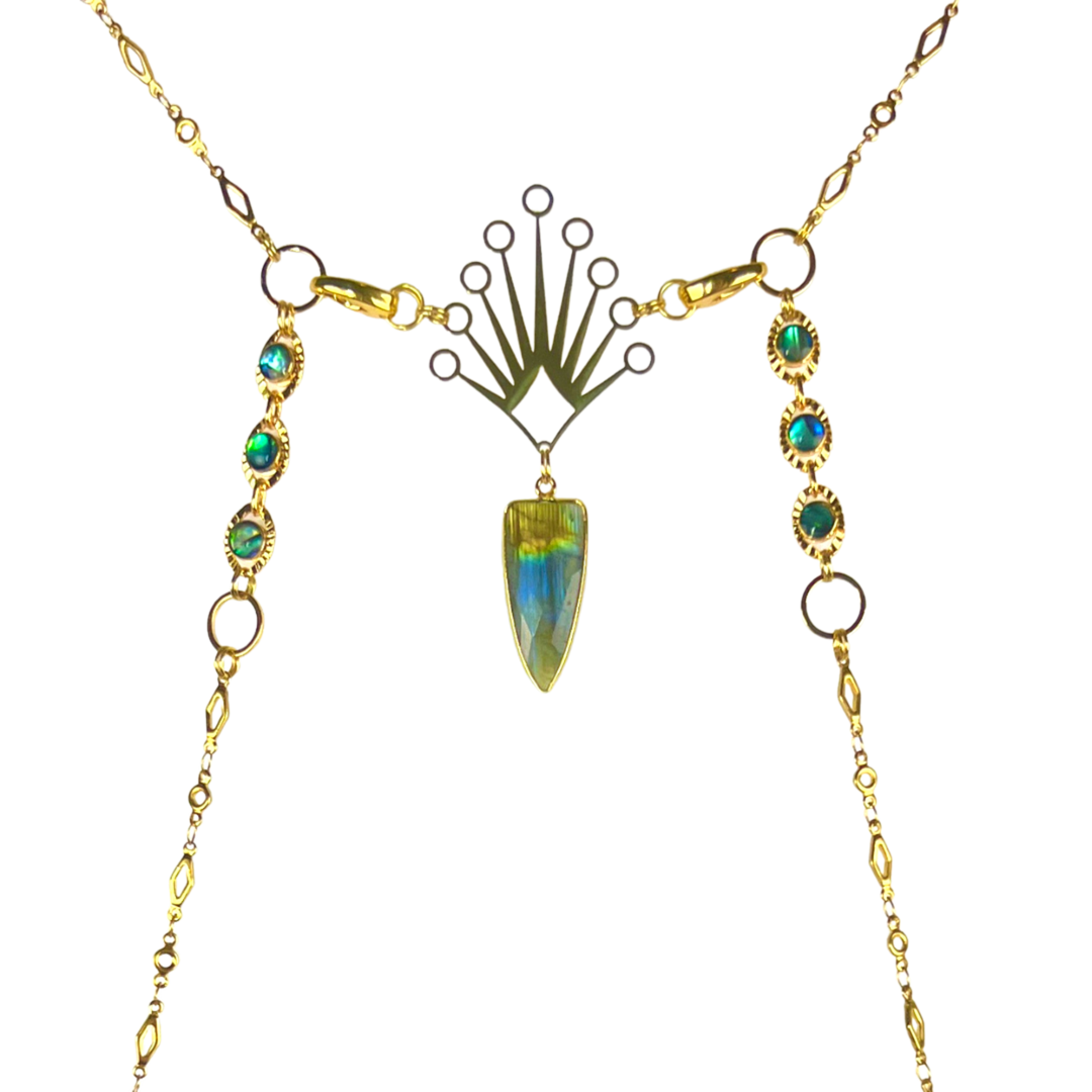 Gold Abalone & Labradorite Queen Body Chain