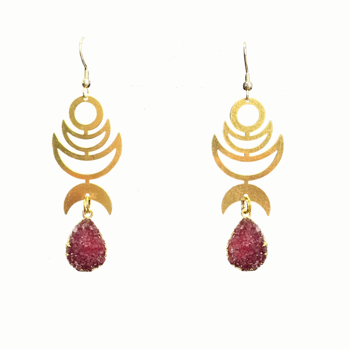 Red Crescent Moon Rana Earrings