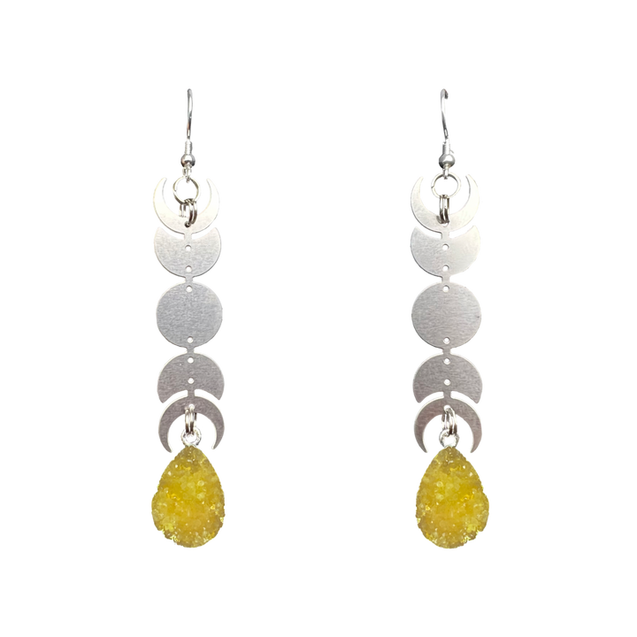 Yellow Steel Moon Miram Earrings