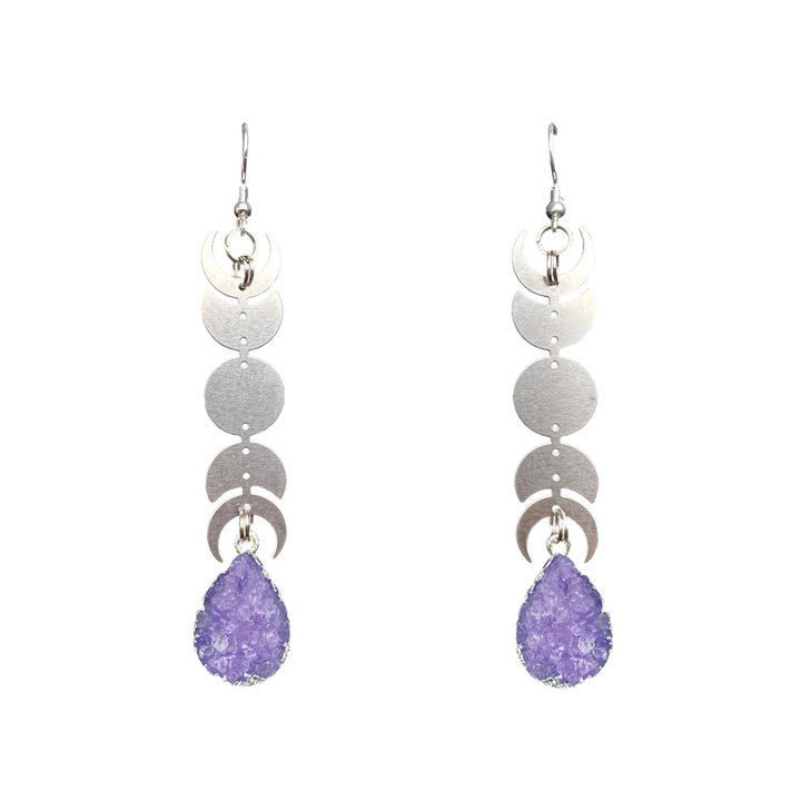 Lavender Steel Moon Miram Earrings