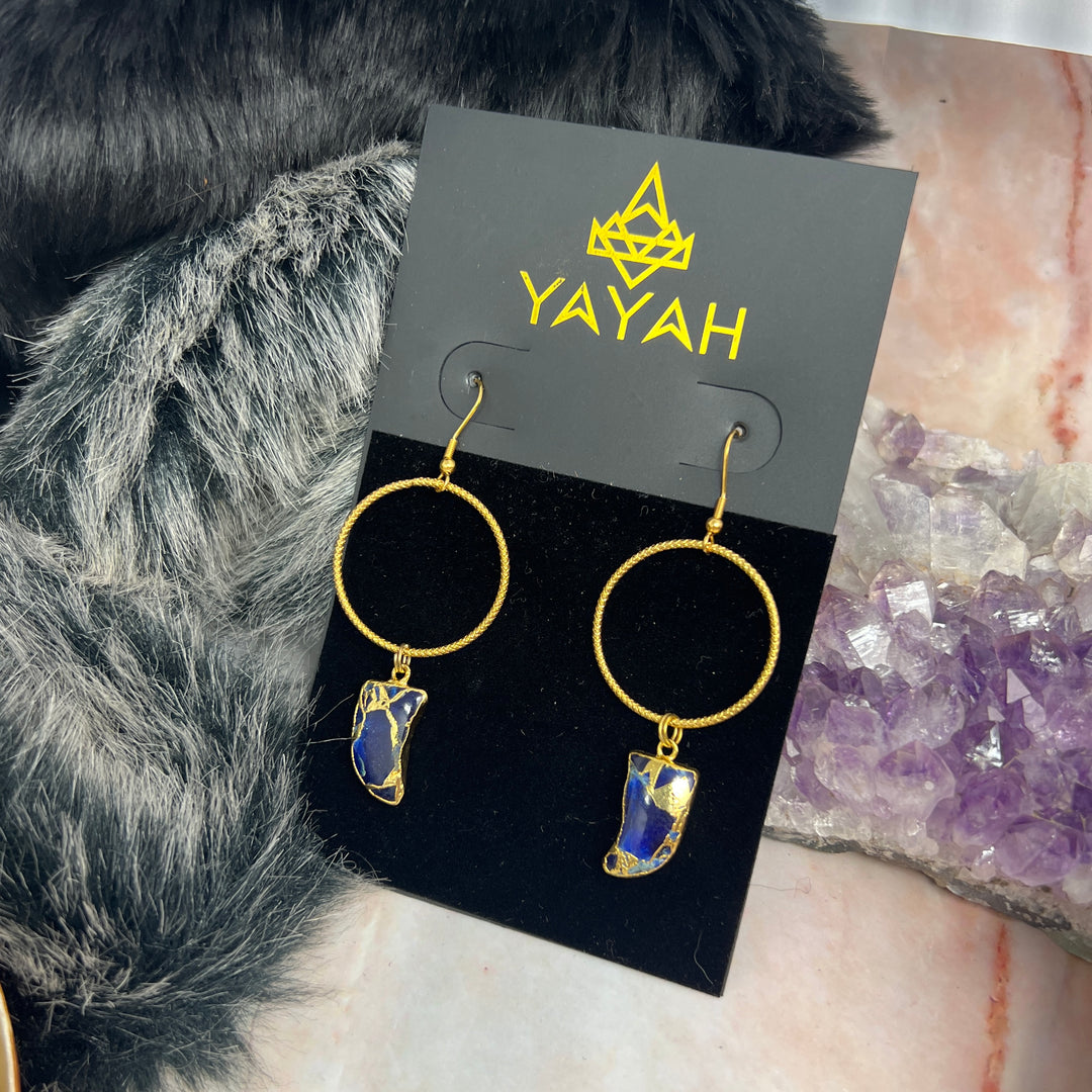 Blue Jade Shark Tooth Earrings