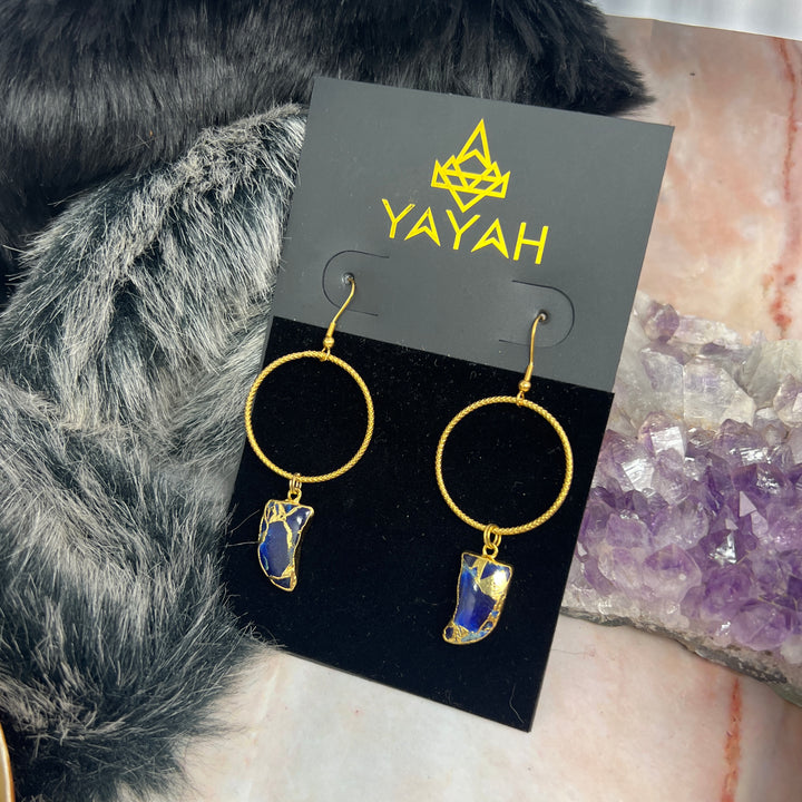 Blue Jade Shark Tooth Earrings