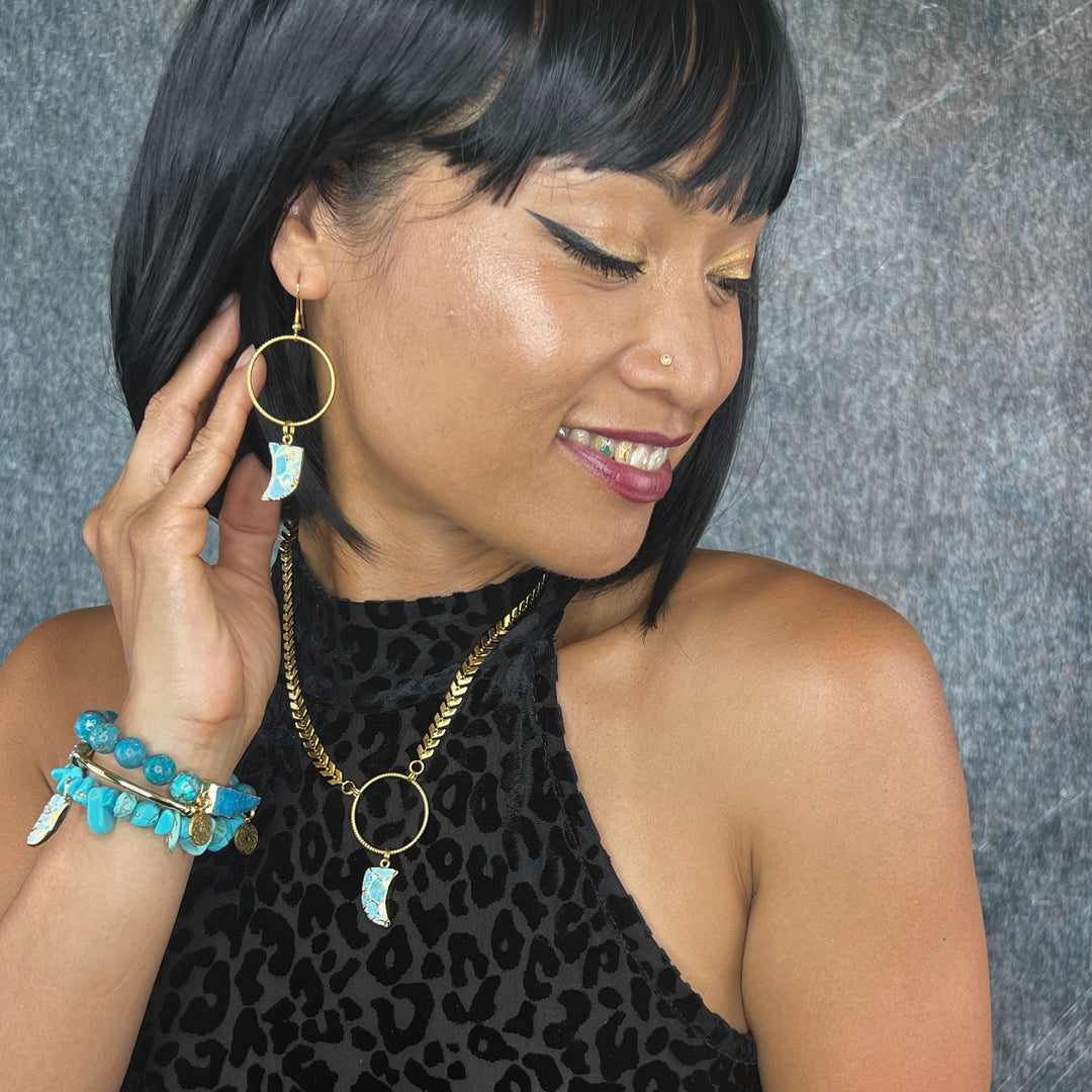 Turquoise Shark Tooth Shape Earrings