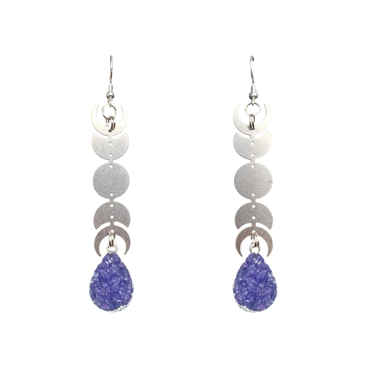 Purple Steel Moon Miram Earrings