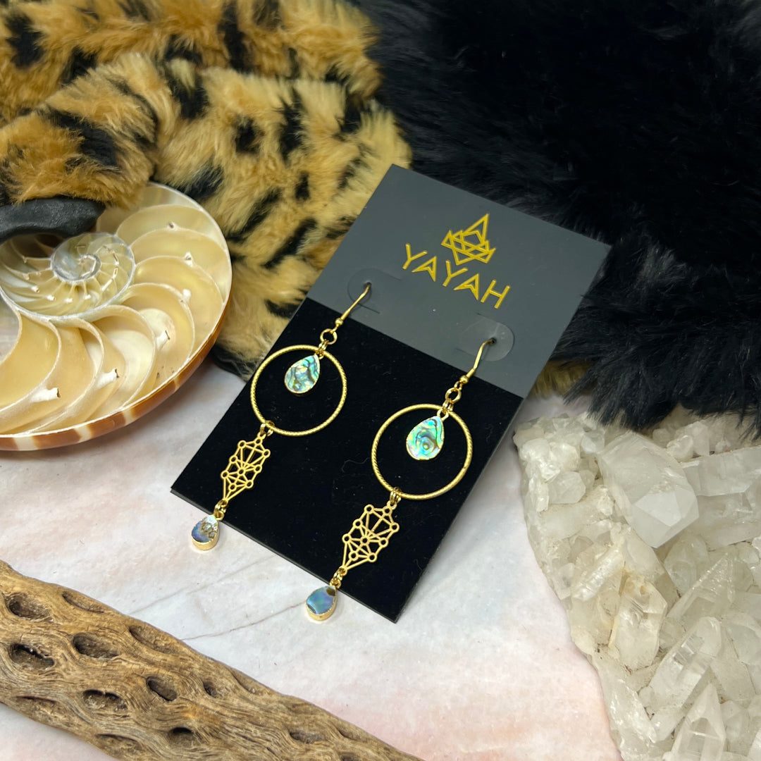 Hoop Shell Sefirot Drop Earrings