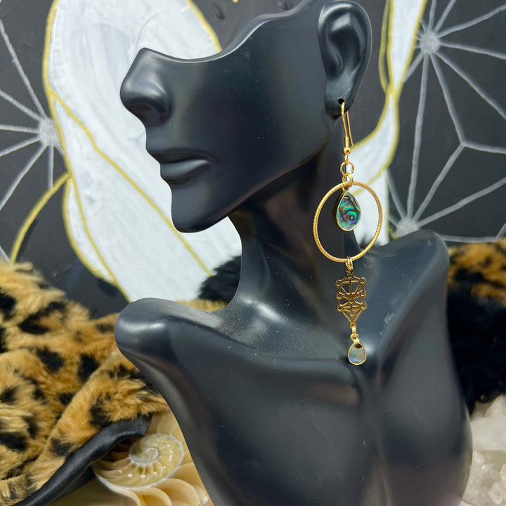 Hoop Shell Sefirot Drop Earrings