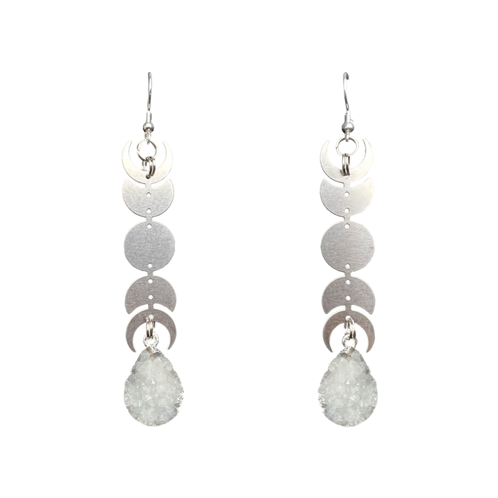 White Steel Moon Miram Earrings
