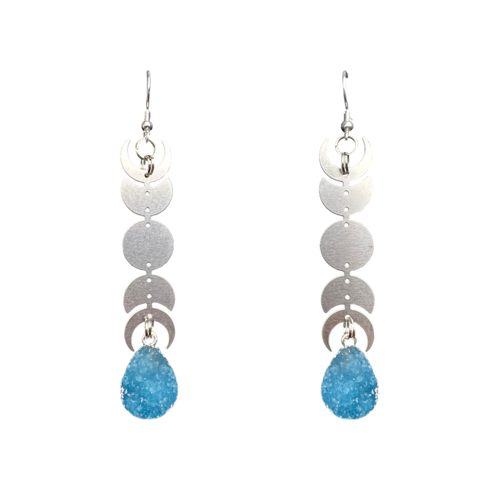 Turquoise Steel Moon Miram Earrings