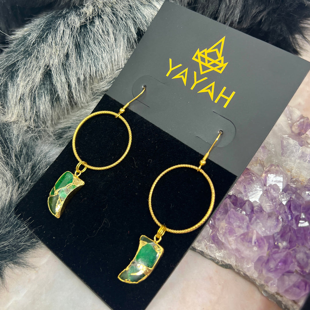 Green Jade Shark Tooth Earrings
