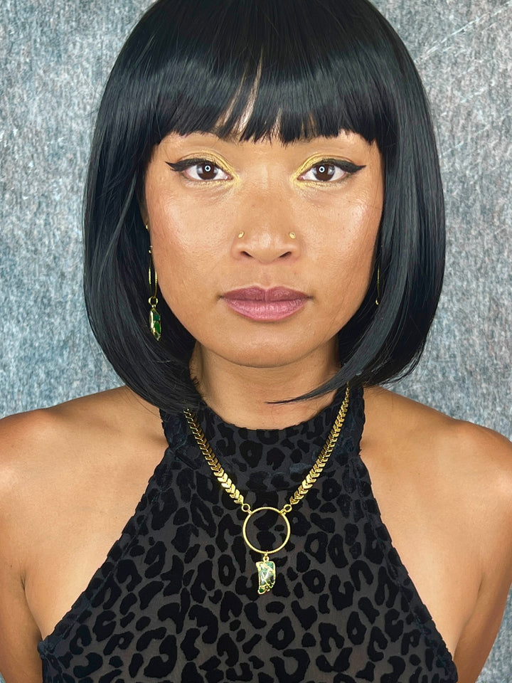 Green Jade Shark Tooth Shape Necklace