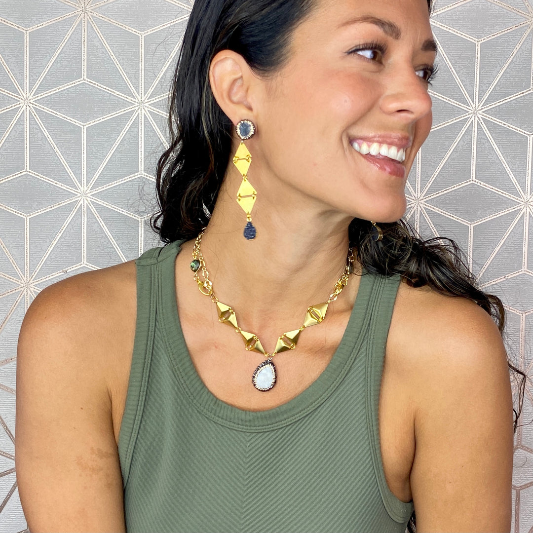 White Druzy Zeta Necklace