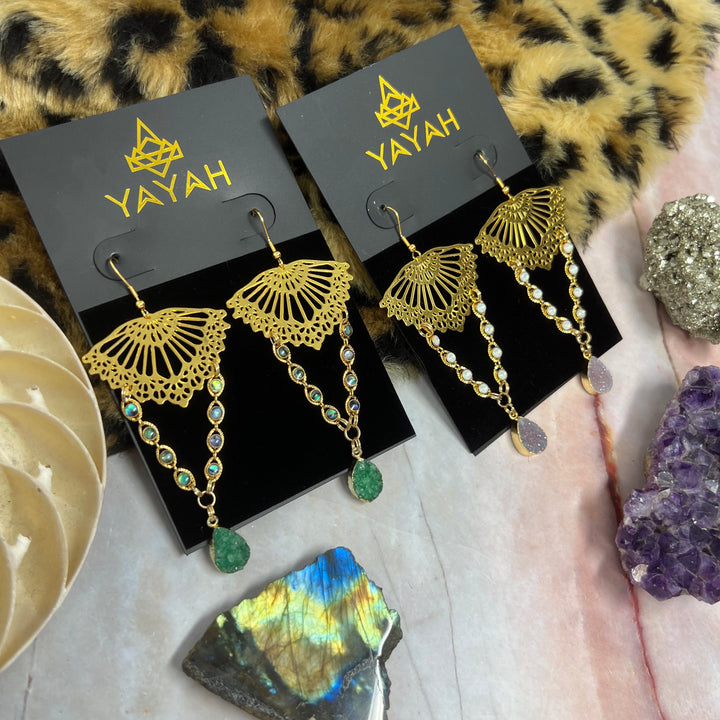 Lavender Gold Lace Earrings