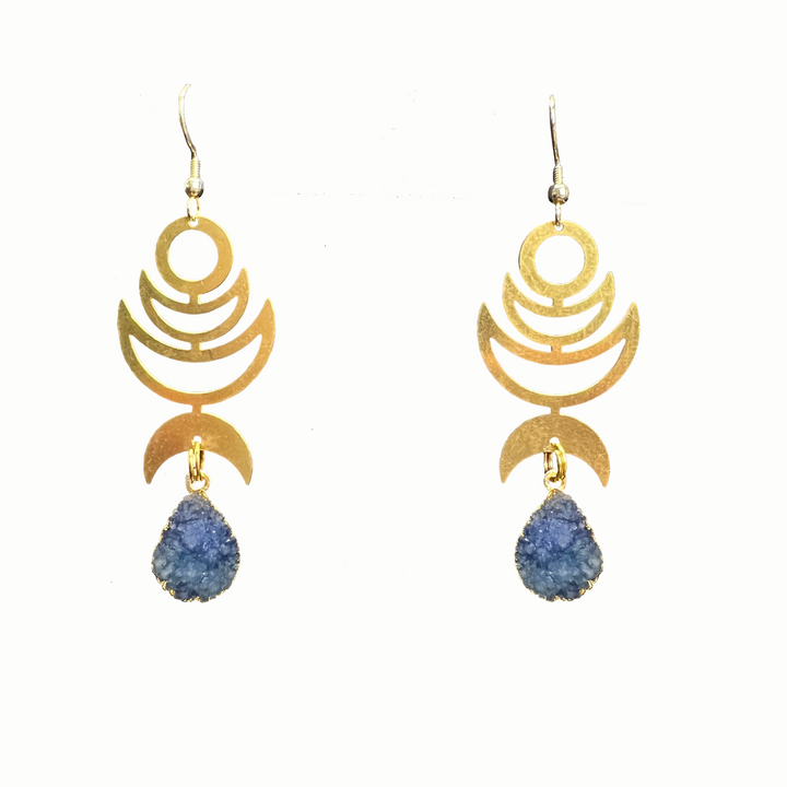 Blue Crescent Moon Rana Earrings
