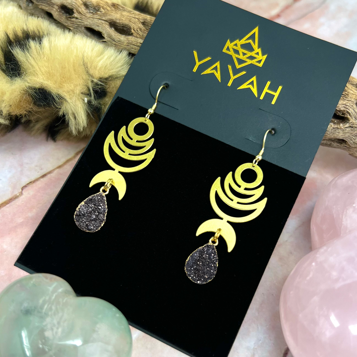 Raven Crescent Moon Rana Earrings