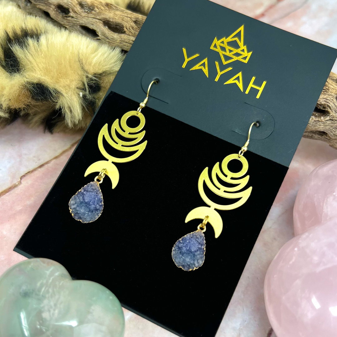 Blue Crescent Moon Rana Earrings