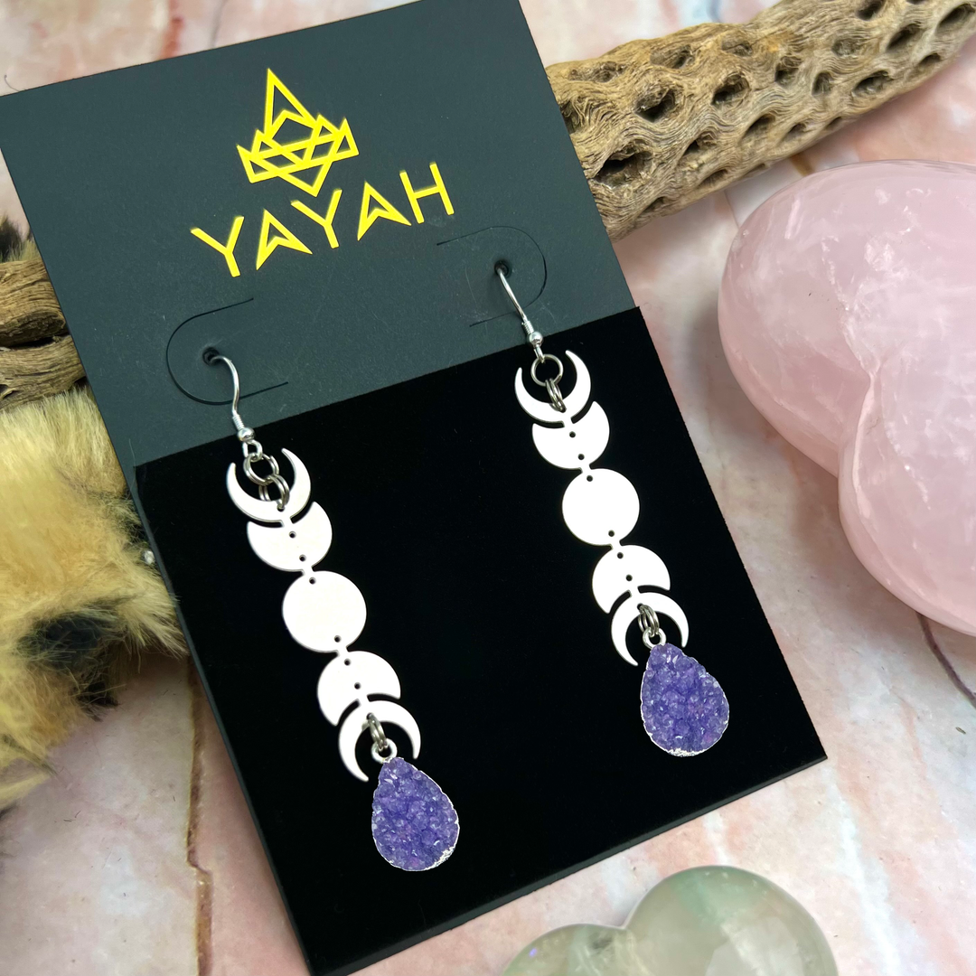 Purple Steel Moon Miram Earrings