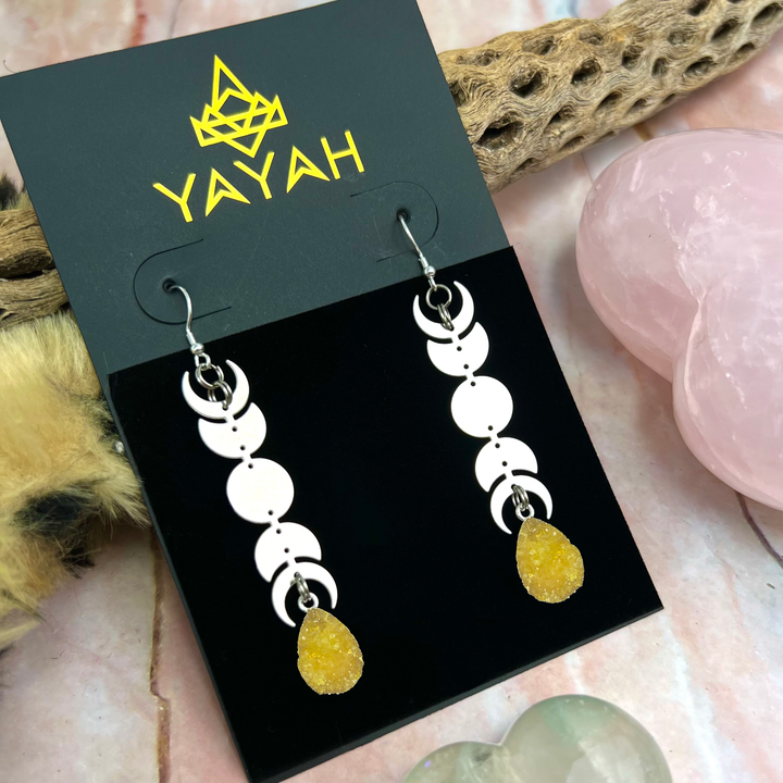 Yellow Steel Moon Miram Earrings