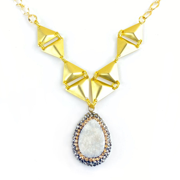 White Druzy Zeta Necklace
