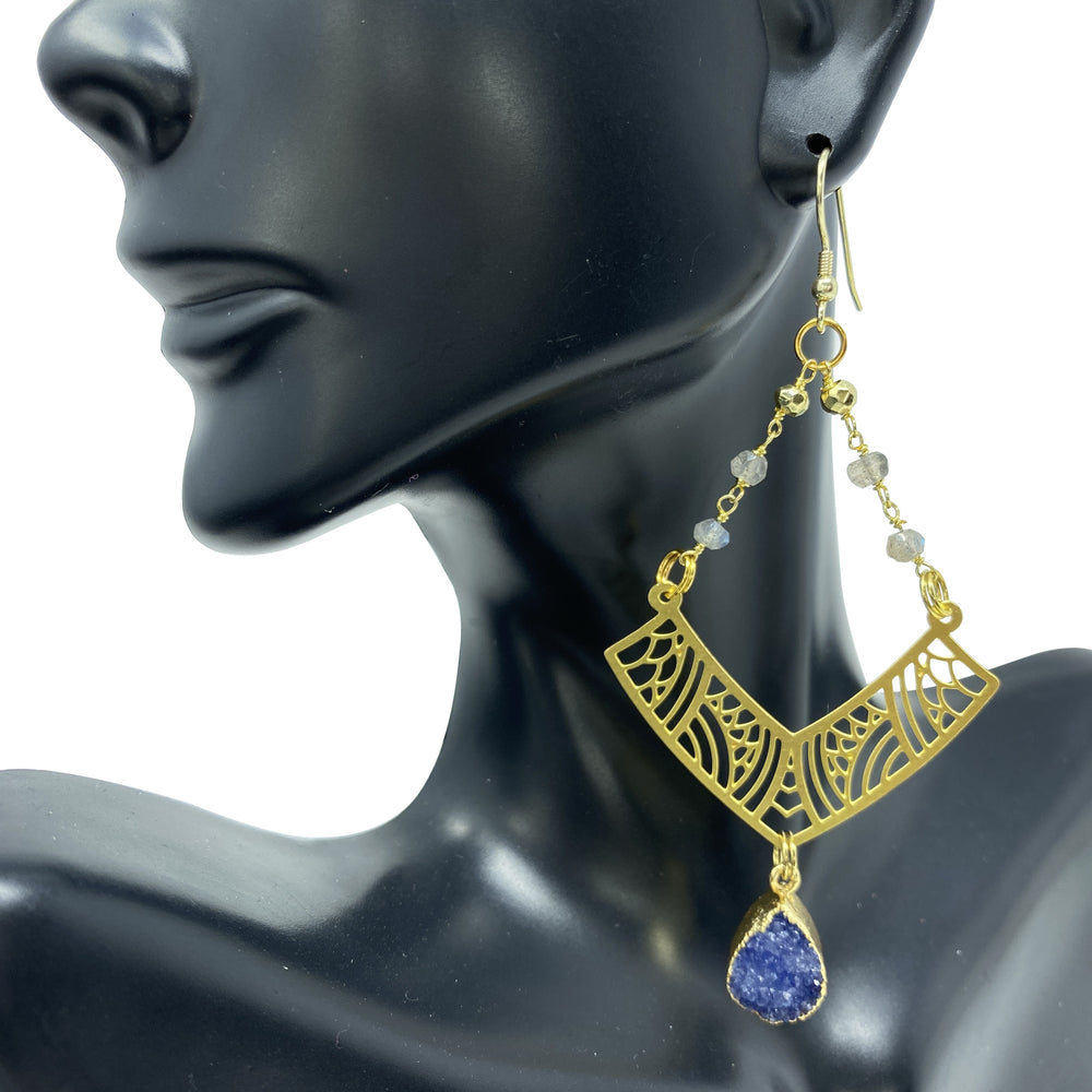 Sky Pyrite Lynx Earrings