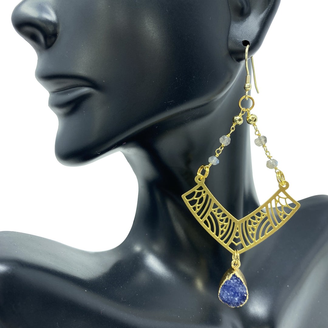 Sky Pyrite Lynx Earrings
