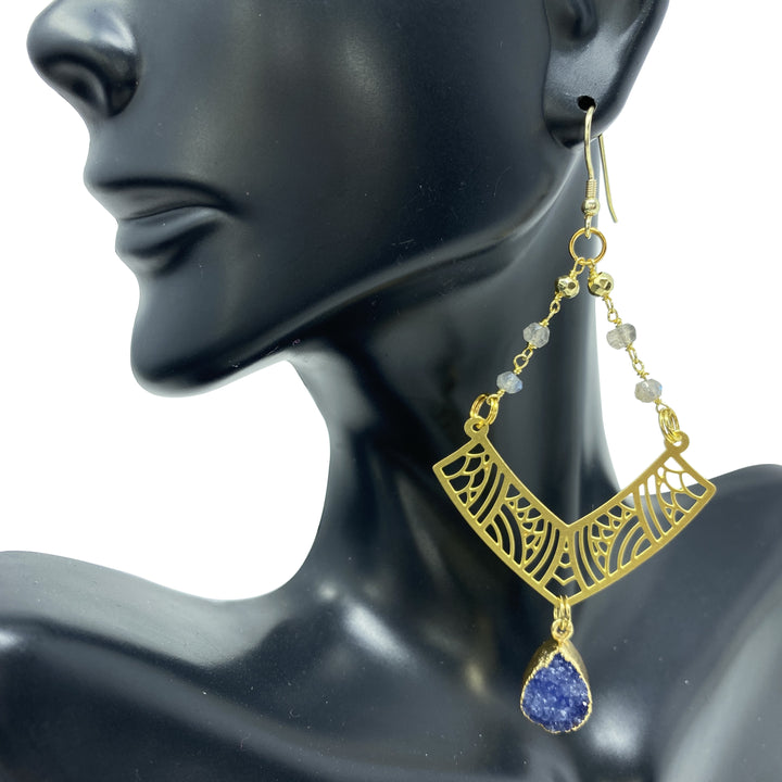 Sky Pyrite Lynx Earrings