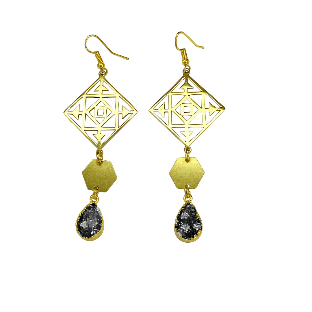 Raven Druzy Portal Earrings