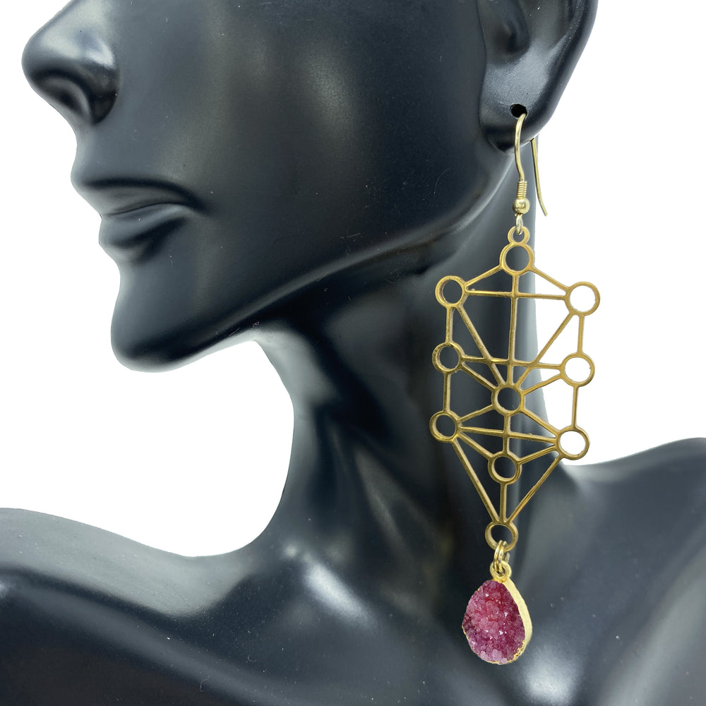 Crimson Gold Sefirot Earrings