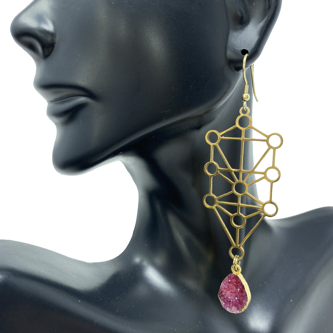 Crimson Gold Sefirot Earrings