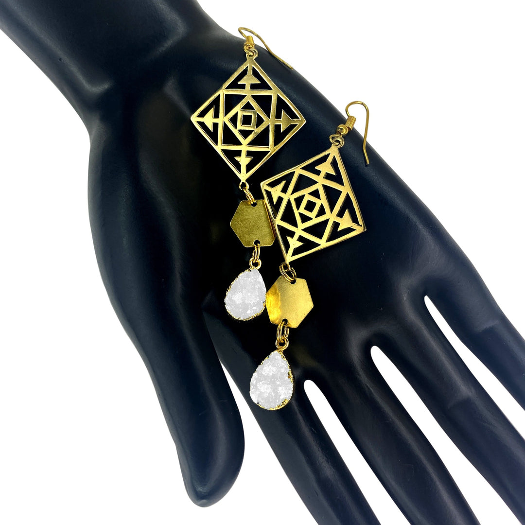 Chiffon Druzy Portal Earrings