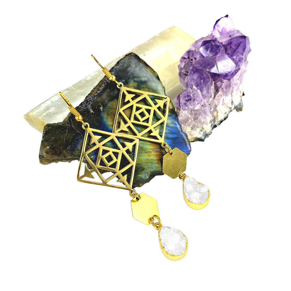 Chiffon Druzy Portal Earrings