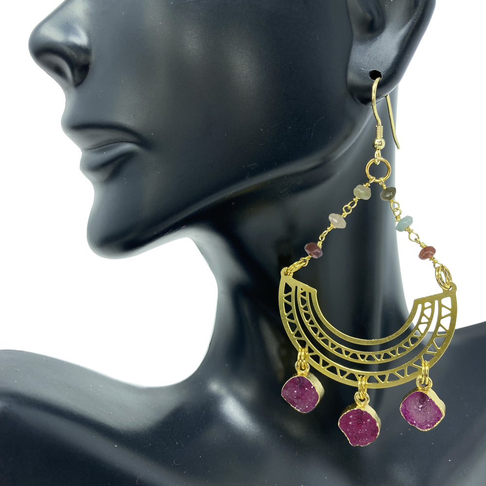 Electric Tourmaline Lyra Earrings