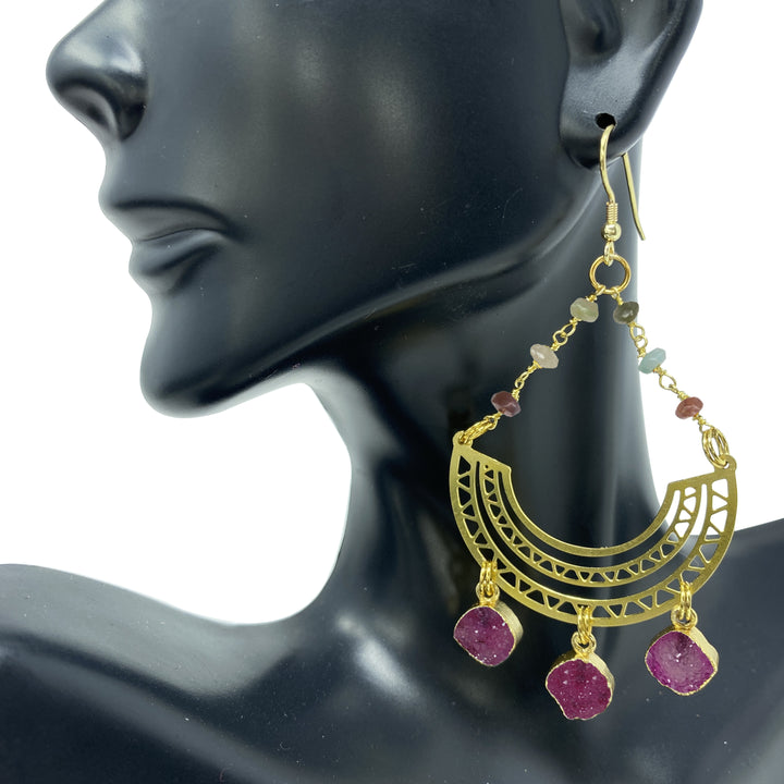 Electric Tourmaline Lyra Earrings