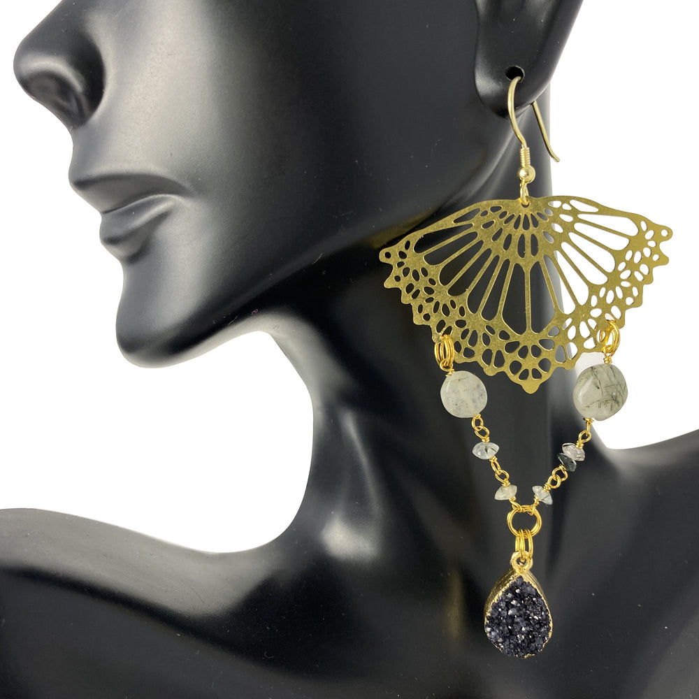 Midnight Druzy Vela Earrings