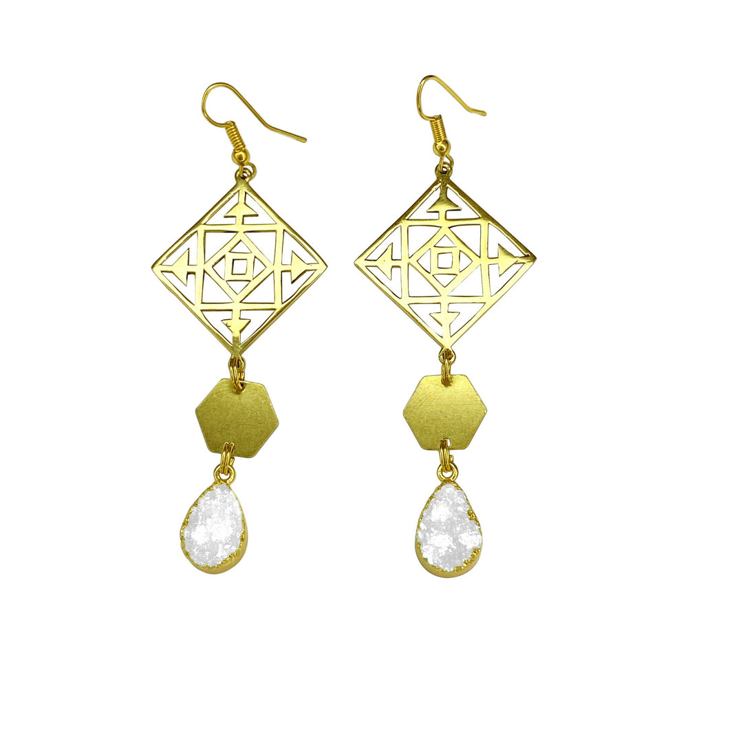 Chiffon Druzy Portal Earrings