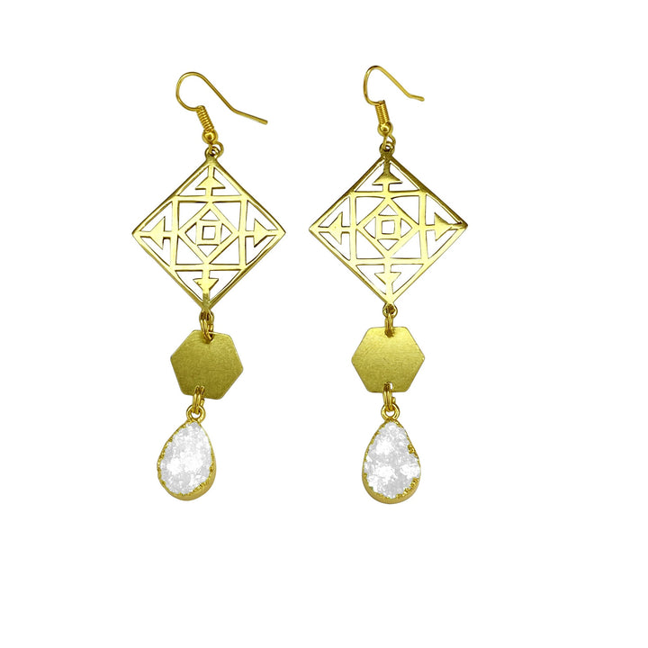 Chiffon Druzy Portal Earrings