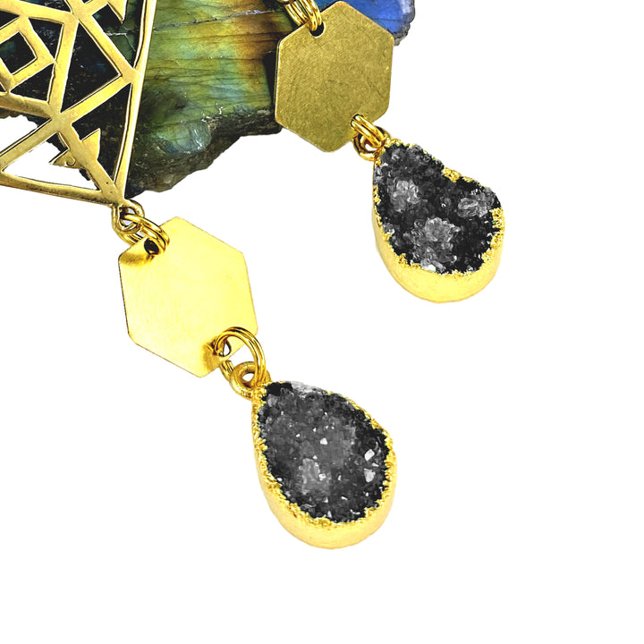 Raven Druzy Portal Earrings