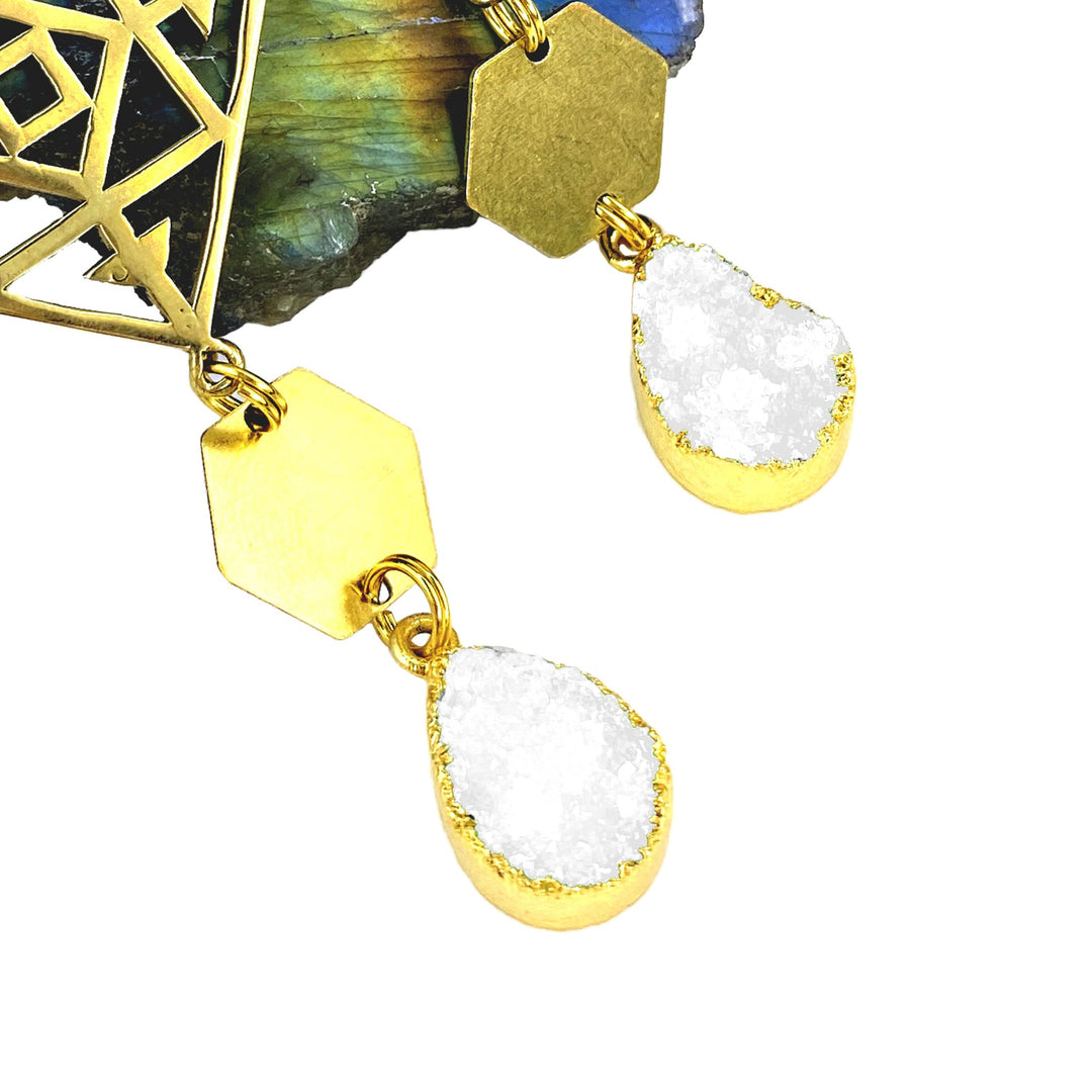 Chiffon Druzy Portal Earrings