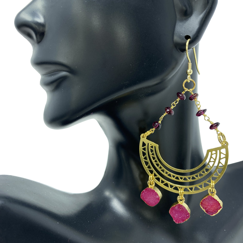 Crimson Garnet Lyra Earrings